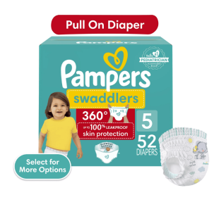 Pampers Swaddlers 360 Pull-On Baby Diapers Size 4, 56 Count