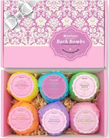 Bath Bombs Gift Set 6 Bubble Bath Fizzies 6 x 2oz with Natural Dead Sea Salt Cocoa and Shea Essential Oils Best Gift Idea for Birthday Mom Woman Girl