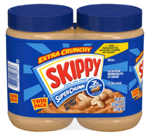 SKIPPY SUPER CHUNK Peanut Butter; 7 g Protein Per Serving; 40 oz Jar Twin Pack
