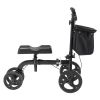 VEVOR Folding Knee Scooter, Carbon Steel Steerable Knee Walker with Height-Adjustable Handlebar & Knee Pad, All-Terrain Solid Wheels, Dual Brakes
