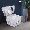 Lightweight Portable Toilet, 2.6 Gallon Flushable Camping Toilet, Sanitary Outdoor Travel Toilet for Tents Boats Semi Trucks RV Campers, Gray XH