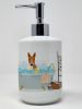 NEW Red White Bull Terrier in Bathtub Ceramic Soap Dispenser Hand Soap Dispenser Pump Bottles for Bathroom Kitchen