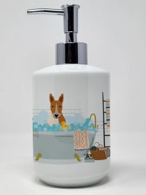 NEW Red White Bull Terrier in Bathtub Ceramic Soap Dispenser Hand Soap Dispenser Pump Bottles for Bathroom Kitchen