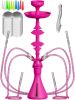 4 Hose Hookah set with everything Pink Hookah 4 Hose Set Mini Hookah Party Set with 50x Foil Big Silicone Bowl 10x Tips 4x Mouthpiece 4x Hookah Hose T