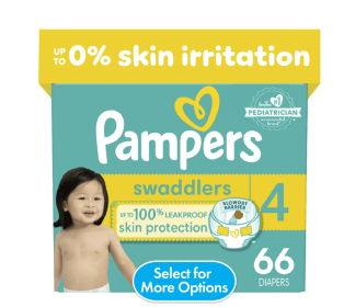 Pampers Swaddlers Baby Diapers Size 4, 66 Count