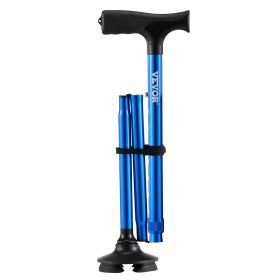 Walking Cane Folding Walking Stick with 8-Level Height & 4-Pronged Pivoting Base