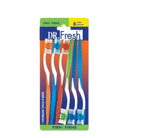 Dr. Fresh Manual Toothbrush Adult 6ct with Firm Bristles to Help Remove Plaque, and a Tongue Cleaner