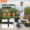 VEVOR Folding Knee Scooter, Carbon Steel Steerable Knee Walker with Height-Adjustable Handlebar & Knee Pad, All-Terrain Solid Wheels, Dual Brakes