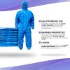 Disposable Coveralls with Hood, XX-Large Size. Pack of 5 Blue Hazmat Suits with Front Zip