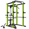 200lb Green Home Gym Set Multi-functional Power Cage, Home Adjustable Pullup Squat Rack 1000Lbs Capacity Comprehensive Fitness Barbell Rack