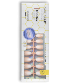 SheSlay Trio Flex Gel French Tip Nails | Pre-Colored Press-On Nail Extensions (Nail shape: Oval, Color: Ombre-Creamy Petal)