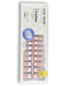 SheSlay Trio Flex Gel French Tip Nails | Pre-Colored Press-On Nail Extensions (Nail shape: Coffin, Color: Blush)