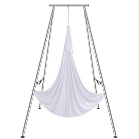 VEVOR Aerial Yoga Frame & Yoga Hammock, 9.67 ft Height Professional Yoga Swing Stand Comes with 6.6 Yards Aerial Hammock (Includes Hammock: Yes, Color: White)