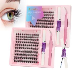 Eyelash Extension Kit Single Box 120 Pieces Eyelash Cluster Kit Eyelash Bonding and Sealing Waterproof Eyelash Tweezers DIY Eyelash Extension Kit Suit (Color: black*20)