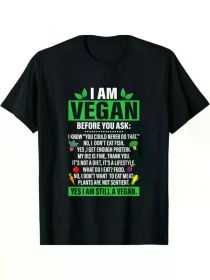 EWHI Am Vegan Quote Vegetarian Plant Based Veggies Vegetables T-ShirtComfortable & fashionable New Year'S Eve clothing (Color: Black, size: XXL)